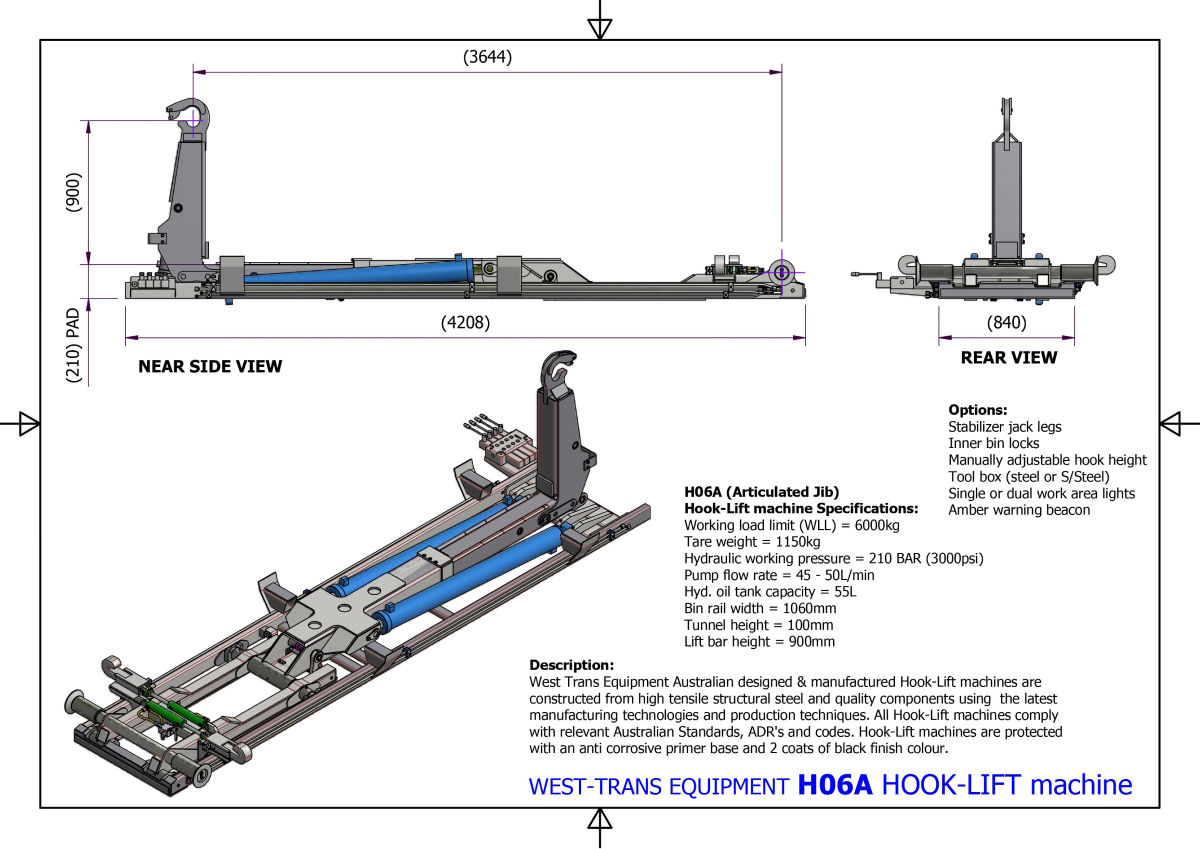 SPEC-HL06A HL06 hook lift specs