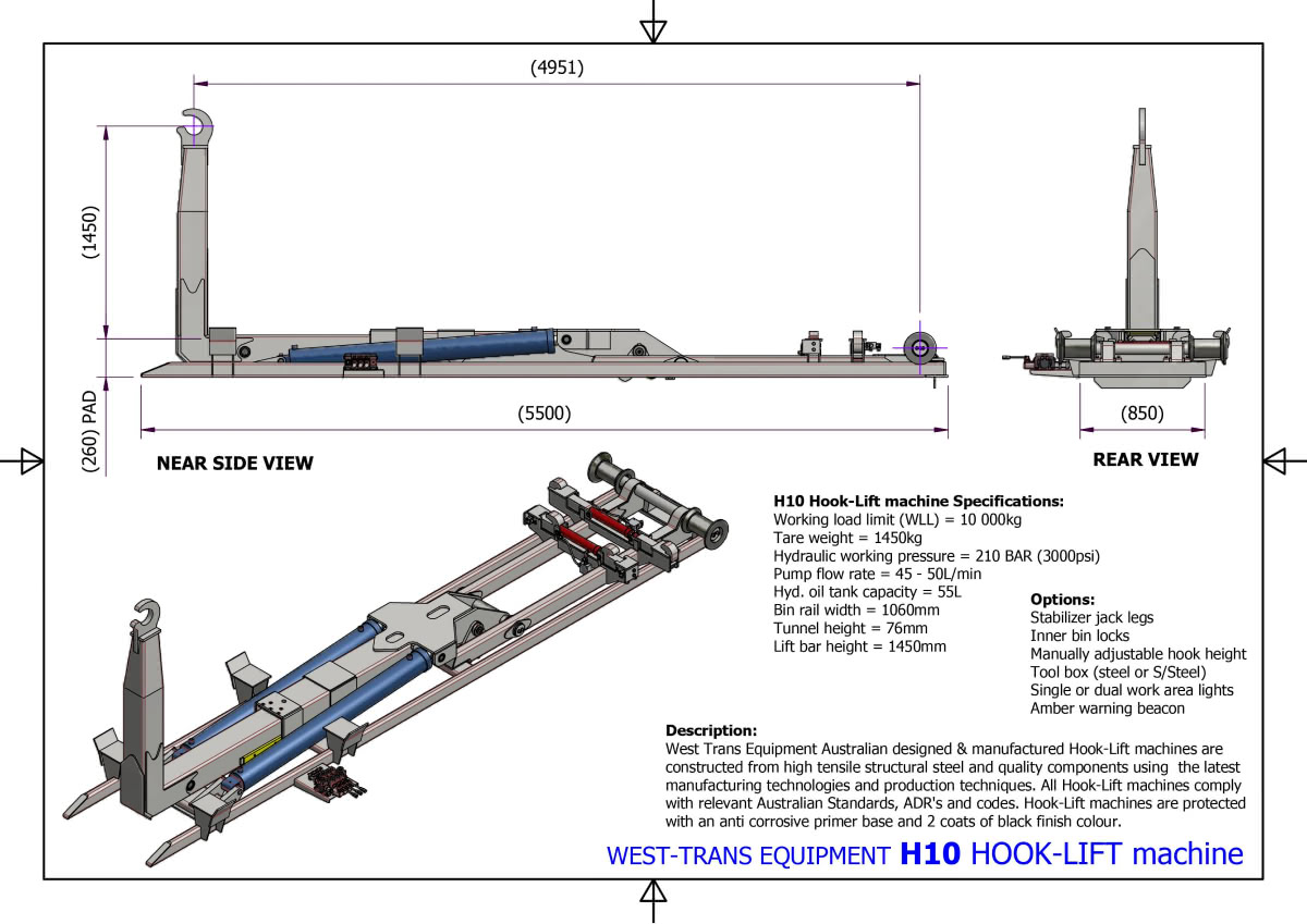 SPEC-HL10 H10 hook lift specs